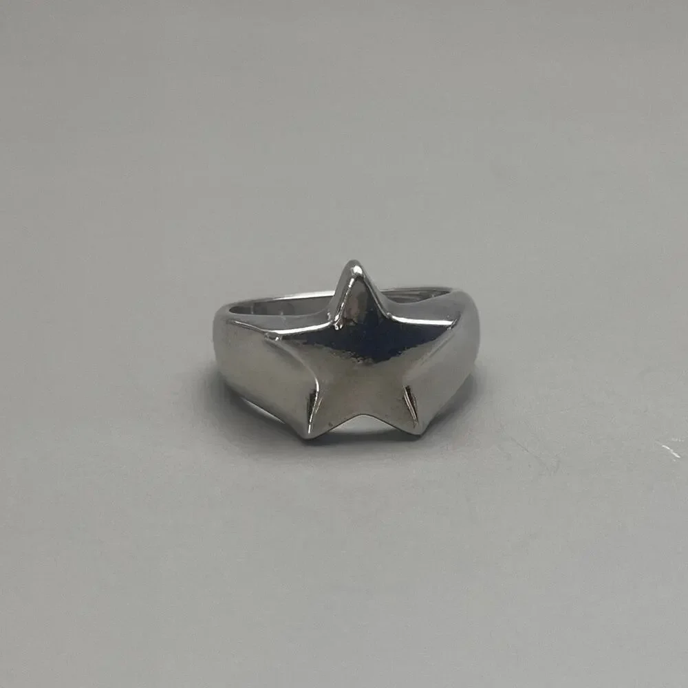 Y2k vintage silver star ring